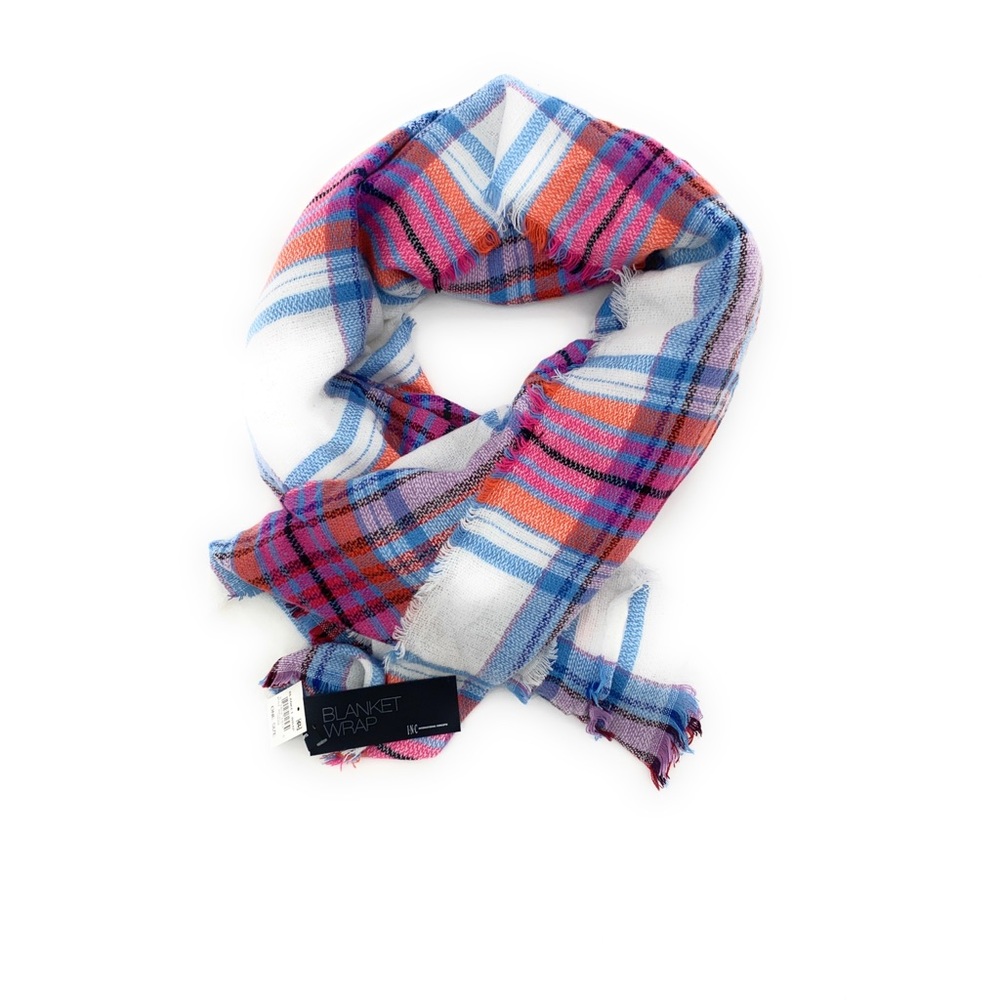 4/$25 INC Colorful Plaid Blanket Wrap Scarf NEW - Picture 3 of 6